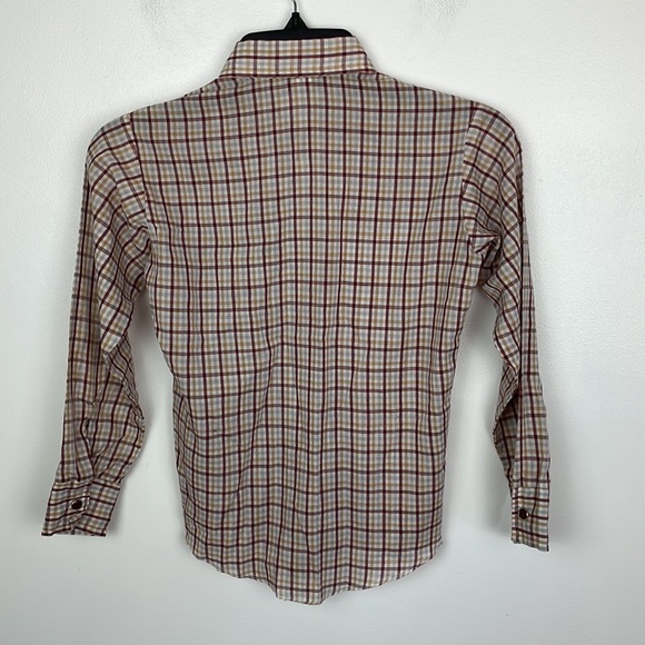 Girls Wrangler Button up Long Sleeve Shirt Size 10 Plaid Color Maroon,Tan White - Picture 5 of 7